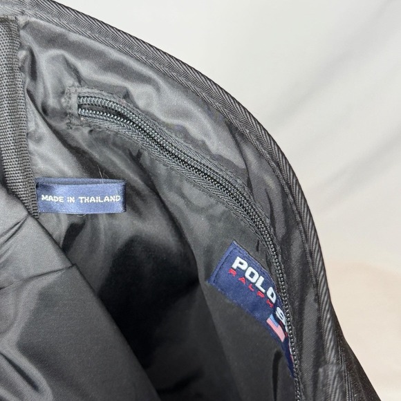 Vtg Polo Sport Ralph Lauren messenger black bag nylon Y2K USA flag logo 11x11x2 - Picture 5 of 11